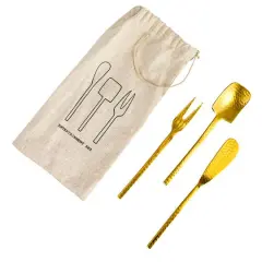 Hello Honey&reg; Gilded Hammered Stainless Steel Appetizer Utensil Set