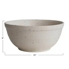 Hello Honey&reg; 11" White Speckled Glaze Farmhouse Stoneware Bowl