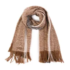 Glitzhome&reg; 70" Tan, White & Gray Scarf with Tassels