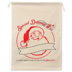 Personality Case&trade; 19" x 26" Cotton Natural Santa Drawstring Bag