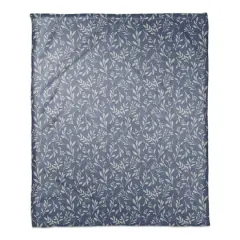 60" Delicate Floral Fleece Blanket Navy