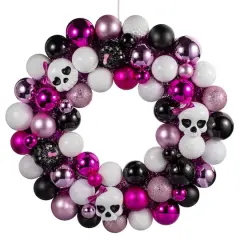 23.5" Pink & Purple Skull & Ornament Wreath by Ashland&reg;