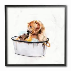 Stupell Industries Rustic Mother Bear and Cub in Bubble Bath,12" x 12"