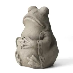 Glitzhome&reg; 16.75" Faux Concrete Zen-Style Frog Garden Statue