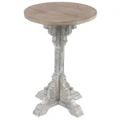 23" White Chinese Fir Farmhouse Accent Table