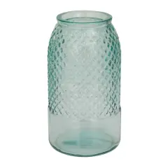 Blue Recycled Glass Spanish Decorative Jars 6" x 6" x 11"