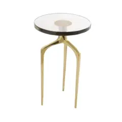 22" Accent Table with Textured Glass Tabletop Gold