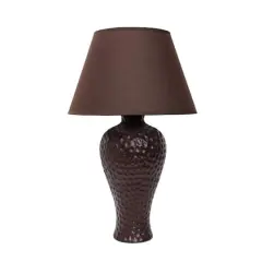 Simple Designs 20" Textured Stucco Curvy Ceramic Table Lamp Brown