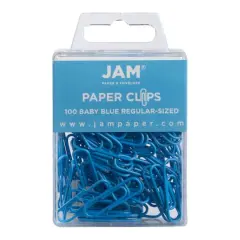 JAM Paper 1" Colorful Standard Paper Clips, 2 Packs of 100 Baby Blue