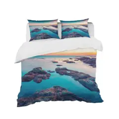 Designart 'Blue Sicily Island' Coastal Bedding Set - Duvet Cover & Shams