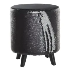18" Sequin Contemporary Stool Silver/Black