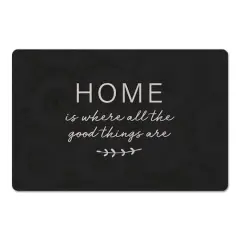Black Home Is Where the Good Things Are Floor Mat, 18" x 27"