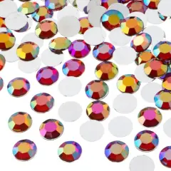 John Bead Acrylic Round Flat Back Rhinestones, 10mm Red AB