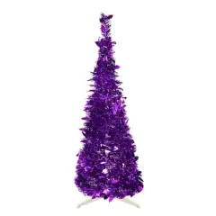 4ft. Unlit Purple Tinsel Pop-Up Artificial Christmas Tree