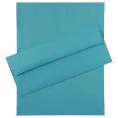 JAM Paper 8.5" x 11" Letter Paper & Envelopes #10 Business Stationery Set, 100ct. Blue Brite Hue