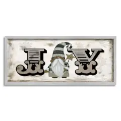 Stupell Industries Joy Vintage Holiday Gnome Framed Giclee Art Gray