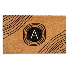 Black Monogram Circle Natural Coir Doormat A
