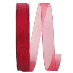 JAM Paper 7/8" x 100yd. Chiffon Mono Sheer Ribbon Scarlet