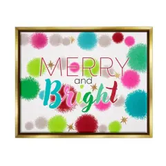 Stupell Industries Merry & Bright Bold Holiday Phrase Framed Floater Canvas Wall Art Gold