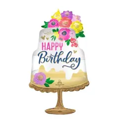32" Artful Floral Birthday Foil Balloon