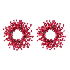 Glitzhome&reg; 14"D Christmas Mini Red Berries Wreath Set
