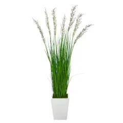5ft. Wheat Grass Artificial Plant in White Metal Planter