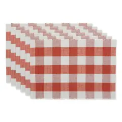 DII&reg; Buffalo Check Ribbed Placemat, 6ct. Vintage Red/White
