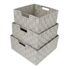 Sorbus 3-Piece Woven Basket Set Beige