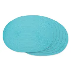 DII&reg; Oval Plastic Woven Placemats, 6ct. Aqua