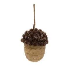 Hello Honey&reg; 7.5" Brown Sisal Acorn Ornament with Pinecone Top