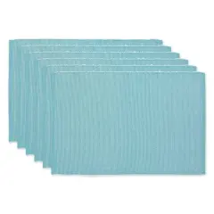DII&reg; 2-Tone Ribbed Placemats, 6ct. Aqua and white