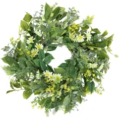 20" Mixed Foliage & Daisy Spring Wreath