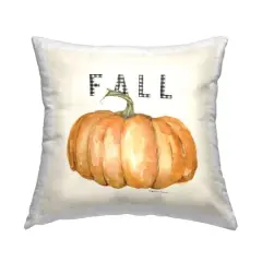 Stupell Industries Fall Pumpkin Black Farm Plaid Throw Pillow