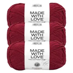 3 Pack Lion Brand&reg; Tom Daley Made with Love&trade; The Cottony One&trade; Yarn Robbie Red