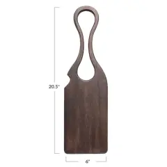 Hello Honey&reg; 20.5"Dark Walnut Finish Acacia Wood Charcuterie or Cutting Board with Sculptural Handle