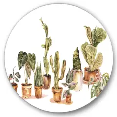 Designart - Indoor House Plants Urban Jungle I - Traditional Metal Circle Wall Art