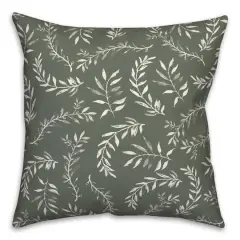 18" Swirly Leaves Indoor/Outdoor Pillow Sage