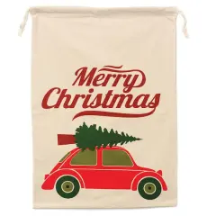 Personality Case&trade; 19" x 26" Merry Beatle Car Cotton Christmas Drawstring Bag