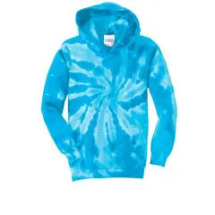 Port & Company&reg; Youth Tie-Dye Pullover Hooded Sweatshirt Turquoise