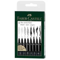 Faber-Castell&reg; PITT&reg; 8 Piece Black Artist Pen Set