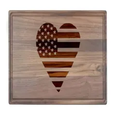 17" Heart Flag Cutting Board Walnut