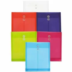 JAM Paper 9.75" x 13" Assorted Plastic Button String Open End Envelopes, 12ct.