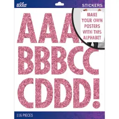 Sticko&reg; Pink Glitter Futura Regular XL Alphabet Stickers