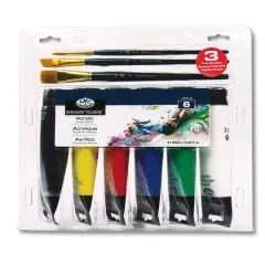 Royal & Langnickel&reg; Essentials&trade; 6 Color Acrylic Set with Brushes, 120mL