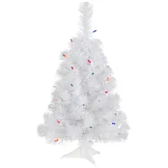 2ft. Pre-Lit White Rockport Pine Artificial Christmas Tree, Multicolor Lights