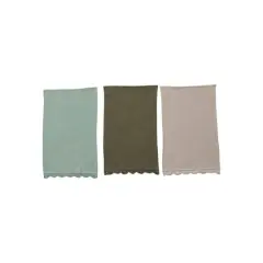 Hello Honey&reg; Waffle Cotton Tea Towel Set with Crochet Lace, 3ct.