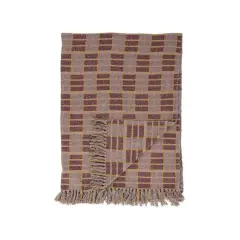 Woven Recycled Cotton Blend Throw with Fringe