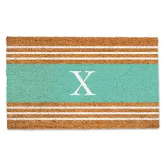 Teal Monogram Stripe Doormat X