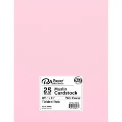 PA Paper&trade; Accents Muslin 8.5" x 11" 74lb. Cardstock, 25 Sheets Tickled Pink