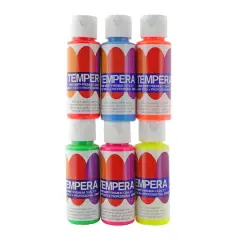 Pro Art&reg; Fluorescent 6 Color Liquid Tempera Paint Set